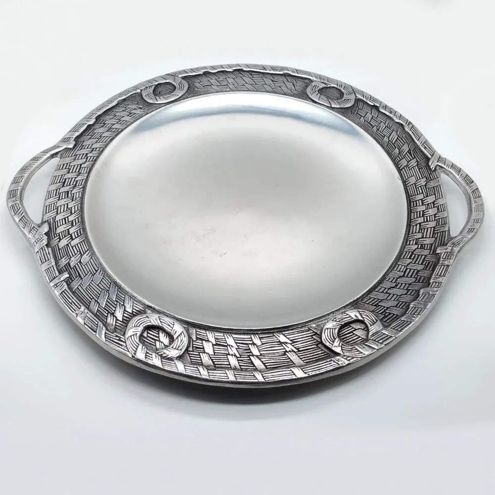 Wilton Armetale Large Round Platter Tray with Handles 14.5